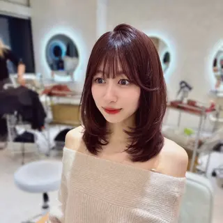 セミロング カラー 韓国風×髪質改善 ゆりのヘアスタイル