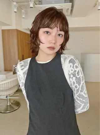 ミディアム カラー 小顔矯正/レイヤー 透明感カラー✨生真のヘアスタイル