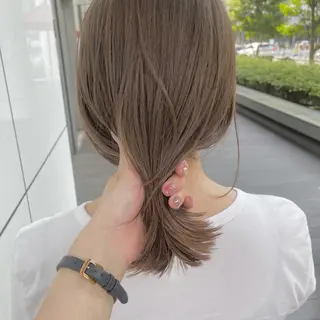 ミディアム カラー 梅田/赤み消しカラー /顔まわりcut🤍のヘアスタイル
