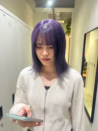 ミディアム saki‪🌱‬♡ /ボブ/透明感カラーのヘアスタイル