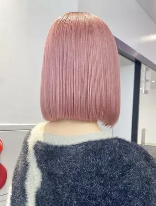 カラー まろみ暖色×ボブ ×chia🕯のヘアスタイル