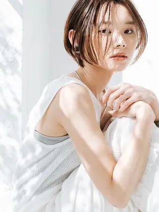 ショート カラー 池袋/小顔レイヤー/ 顔まわり/taigaのヘアスタイル