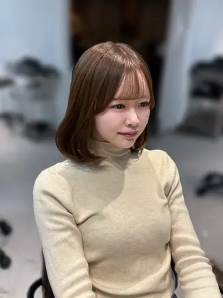 ミディアム カラー ninaアイドル前髪 ×透明感🎀のヘアスタイル