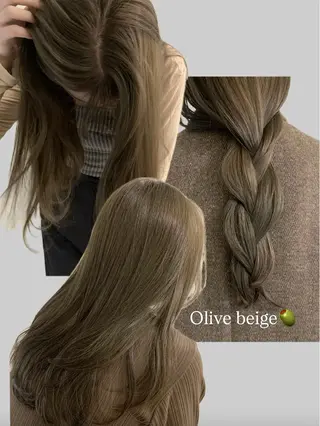 ロング カラー 落合希 Olivebeigeのヘアスタイル