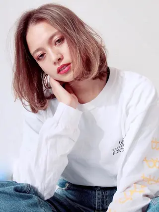 ミディアム 小杉輝/ショート /艶カラー✨のヘアスタイル