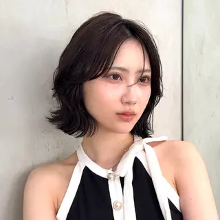 ショート カラー 山崎/ボブ縮毛矯正 レイヤー髪質改善のヘアスタイル