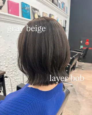 ショート カラー ヘアアレンジ 🌱ボブ/レイヤー/ ベージュ/あやみ✨のヘアスタイル