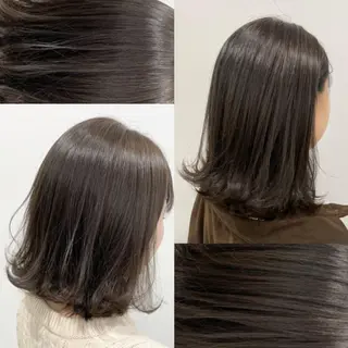 セミロング カラー パーマ ヘアアレンジ ネイル マツエク・マツパ 韓国風ベージュ🤎 赤みなし🌿横浜🤎のヘアスタイル