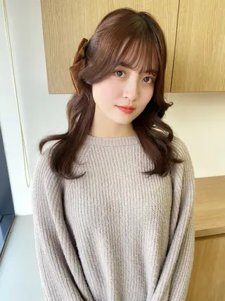 セミロング 新宿/韓国ヘア 中明度カラー/かやのヘアスタイル