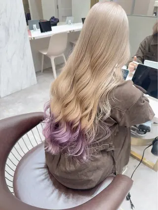 ロング カラー ヘアアレンジ ARIA💎縮毛矯正 ブリーチ💎複雑履歴のヘアスタイル