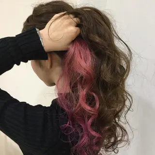 ロング カラー ヘアアレンジ きむえり/髪質改善 /うねり広がり改善のヘアスタイル