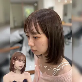 ミディアム カラー 柔らかレイヤー× 透け感カラー/SUのヘアスタイル