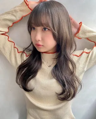 ロング カラー むく。/顔周りカット /髪質改善ストレートのヘアスタイル