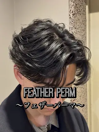 パーマ メンズ センターパート/フェ ザー🔥SHUYAのヘアスタイル