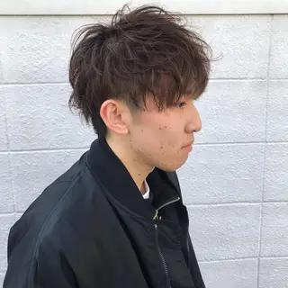 ショート カラー パーマ メンズ ニュアンスパーマ／ レイヤー／茶屋町のヘアスタイル