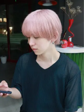 ショート カラー メンズ ハイトーン/メンズ/ デザイン/梅田/ミユのヘアスタイル