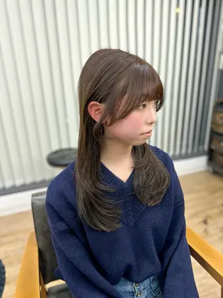 ロング カラー パーマ ヘアアレンジ メンズ キッズ レイヤーカット 🌿透け感カラーのヘアスタイル