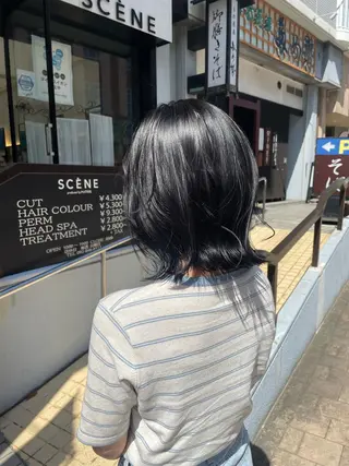 ミディアム カラー ヘアアレンジ 青髪特化🩵 ダブルカラーのヘアスタイル