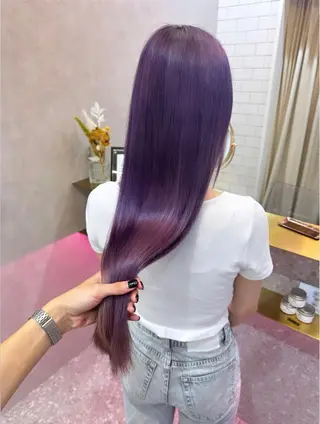 ロング カラー ヘアアレンジ 天神/ブリーチ/ ブリーチなしカラーのヘアスタイル
