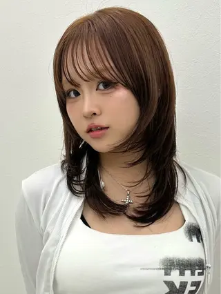 ミディアム 平成ギャル×韓国 mix💖MIKUのヘアスタイル