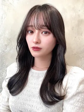 セミロング カラー 顔周り/くびれヘア 韓国ヘア💕風間るなのヘアスタイル