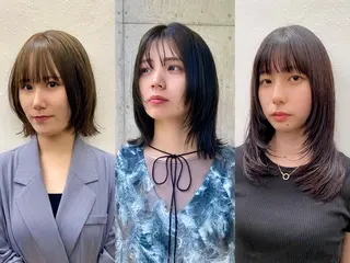 セミロング カラー 似合わせレイヤー/ パーマヘア/高倉のヘアスタイル