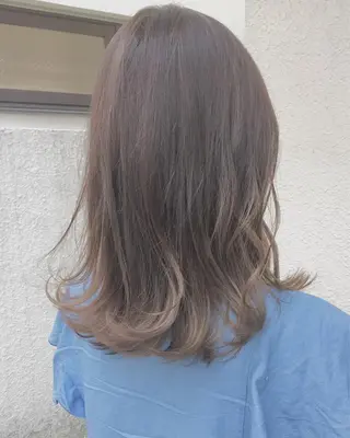 セミロング カラー パーマ ヘアアレンジ 【白髪ぼかし 専門GBG】自由が丘のヘアスタイル