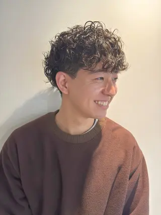 パーマ メンズ ハイトーン/パーマ 大名 sakiのヘアスタイル