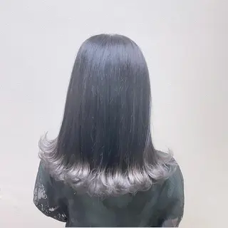 ミディアム カラー パーマ ヘアアレンジ メンズ キッズ ネイル マツエク・マツパ 切りっぱなしヘアボブ ミディアムヘアRYOのヘアスタイル