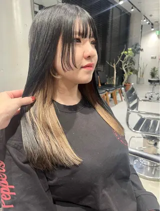 ミディアム カラー パーマ ヘアアレンジ 透明感/オリーブ/ グレージュ/YUKAのヘアスタイル