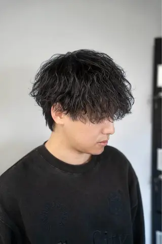 ミディアム パーマ メンズ メンズカットモデル/ ブリーチ/いぶきのヘアスタイル