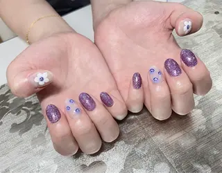 ネイル I-nailロング /ワンホン/キラキラのネイルデザイン