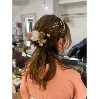 セミロング ヘアアレンジ 🦋エクステ/透明感 カラー🦋宮川莉央のヘアスタイル