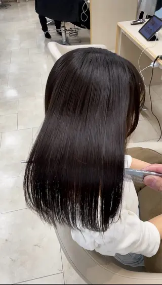 ロング シャドウパーマ／骨格 矯正カット　トモキのヘアスタイル