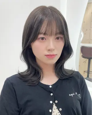 ミディアム カラー 新宿/韓国ヘア/ 髪質改善ストレートのヘアスタイル