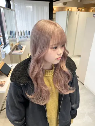 ロング カラー kanta 梅田 韓国ハイトーンのヘアスタイル