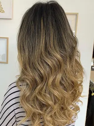 ロング カラー パーマ ヘアアレンジ チビ編み込みエクステ シールEXどぅ〜すのヘアスタイル