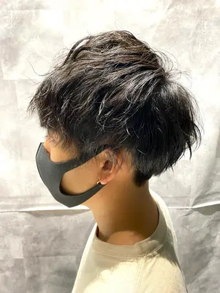 ミディアム パーマ 【𝐀𝐬𝐡大森】 石崎竜祐のヘアスタイル