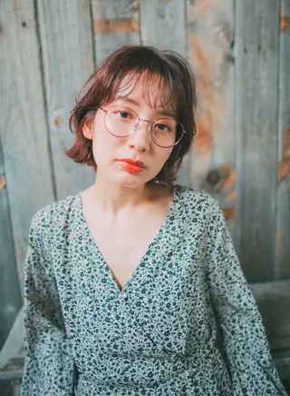 パーマ 酸性ストレート/ブリ ーチなしWカラー河本のヘアスタイル