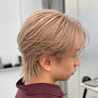 ミディアム カラー メンズ ʜᴀʀᴜᴋᴀ♱メンズ ウルフ/ブリーチのヘアスタイル