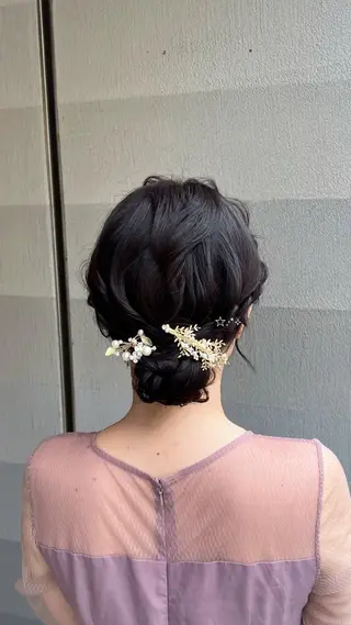 セミロング ヘアアレンジ ふわモテ/艶カラー yuki♡♡のヘアスタイル