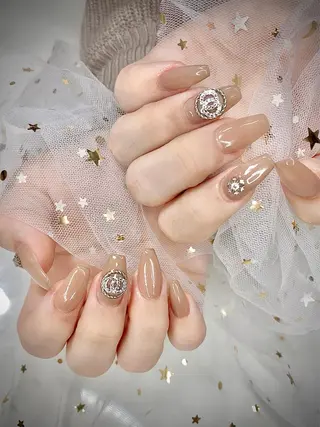 ネイル I-nailロング /ワンホン/キラキラのネイルデザイン