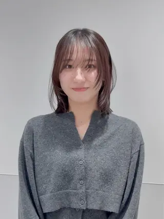 ミディアム カラー パーマ ヘアアレンジ メンズ 切りっぱなしヘアボブ ミディアムヘアRYOのヘアスタイル