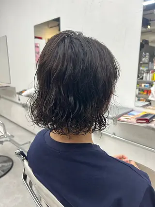 ミディアム パーマ 田口 莉奈のヘアスタイル