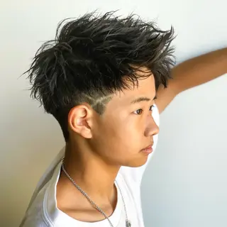 ショート カラー パーマ メンズ ハイトーン/メンズマ ッシュ/KYOHEIのヘアスタイル