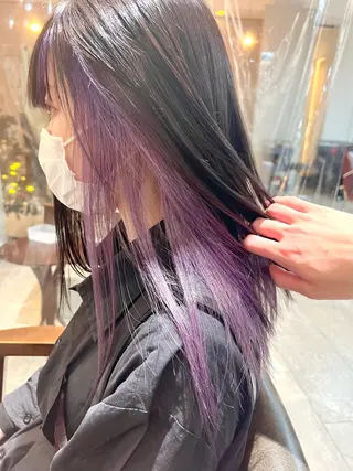 セミロング カラー ヘアアレンジ 🌈インナーカラー ‘ショウマ’🌈のヘアスタイル