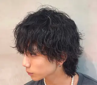 セミロング パーマ ヘアアレンジ メンズ fifth 石川 凪のヘアスタイル