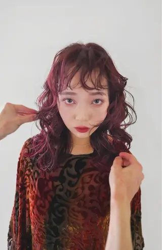 ミディアム カラー レイヤー/パーマ /ウルフ/nabeのヘアスタイル