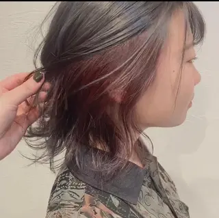 ミディアム カラー 満足度🐼◎🌟🌈 村上栞菜のヘアスタイル