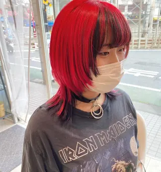 ミディアム カラー ウルフカット ハッシュカット/七海のヘアスタイル